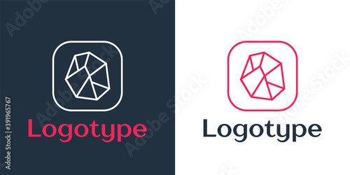 Logotype line Salt stone icon isolated on white background. Logo design template element. Vector.