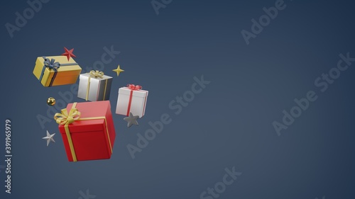 Levitate present box or giftbox, 3D rendering illustration, space for wishes, holiday card © XrCyc