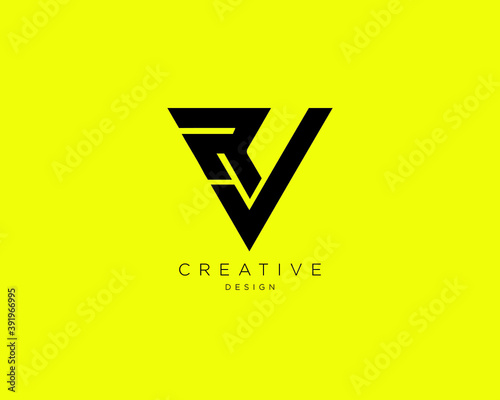 Creative and Minimalist Letter RV Logo Design Using letters R and V , RV Monogram