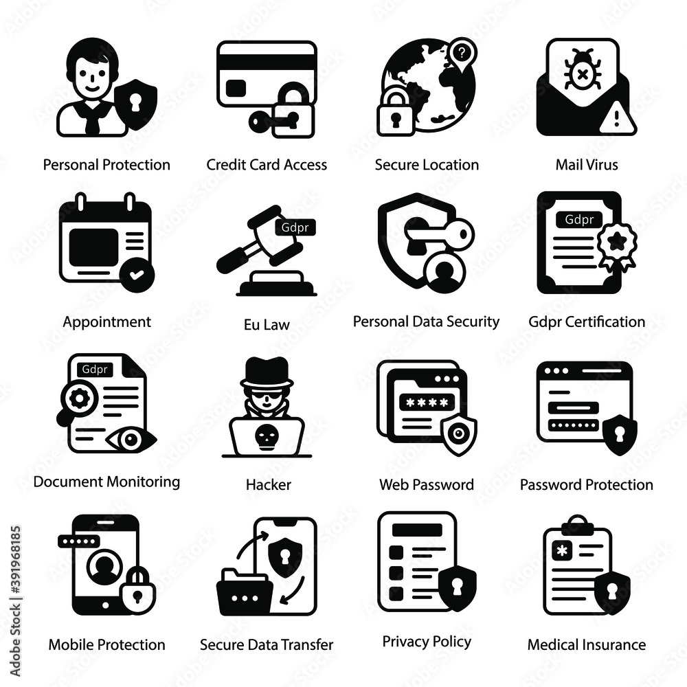 Gdpr Solid Icons Pack in Editable Designs
Gdpr Solid Icons Pack in Editable Designs