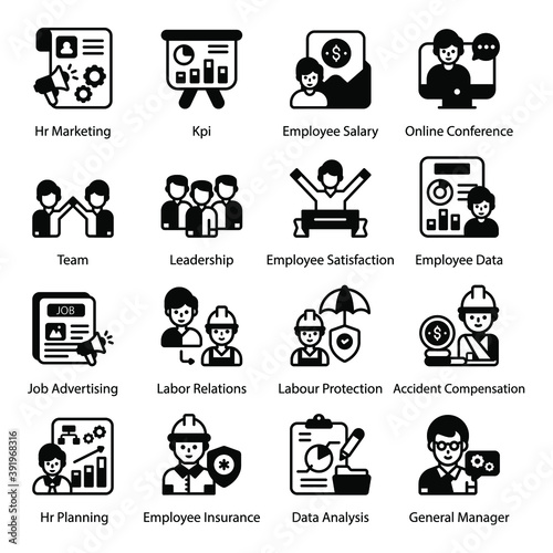 
Pack of Job and Business Management Solid Icons
