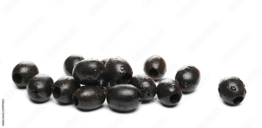 Black olives pile isolated on white background Black olives pile isolated on white background