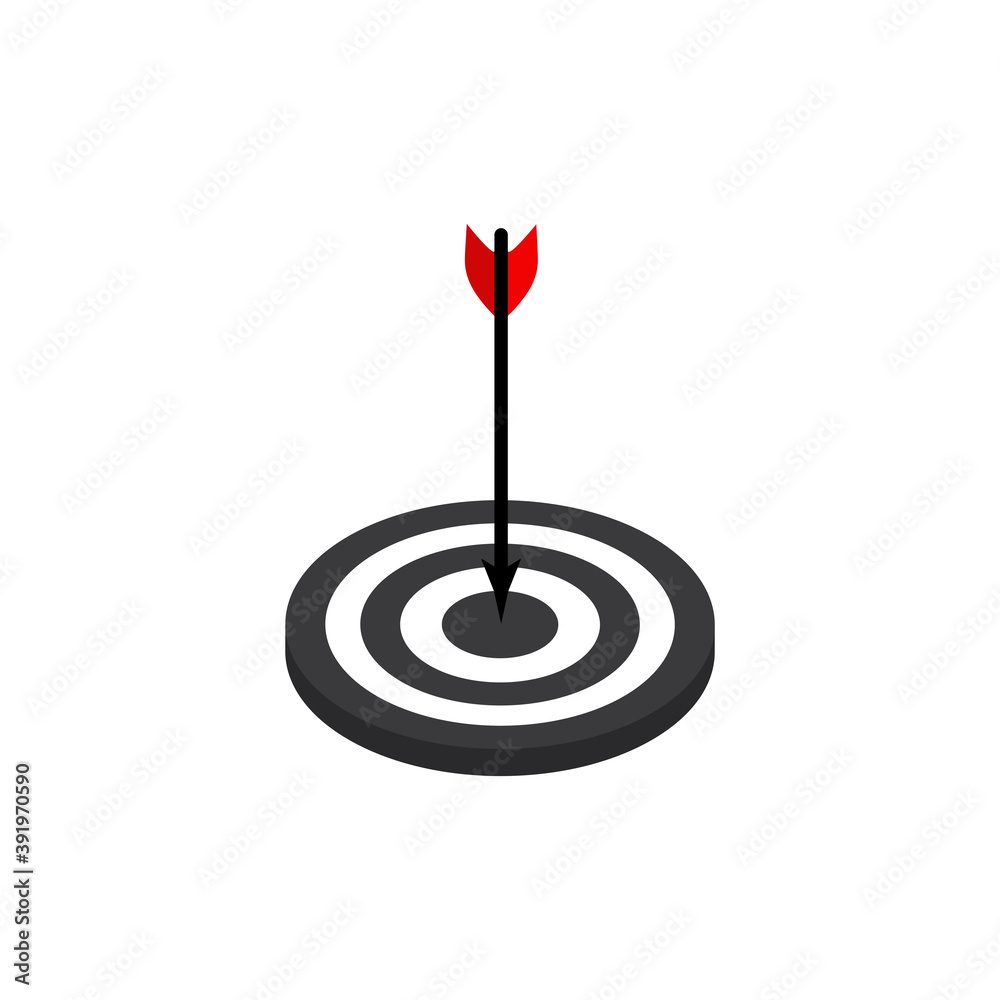 The arrow presses the target button., Focusing on goals, success, successful investment, successful business strategy, targeted investment strategies, icon illustrations and vector The arrow presses the target button., Focusing on goals, success, successful investment, successful business strategy, targeted investment strategies, icon illustrations and vector