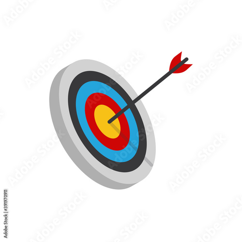 The arrow presses the target button., Focusing on goals, success, successful investment, successful business strategy, targeted investment strategies, icon illustrations and vector