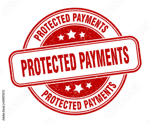 protected payments stamp. protected payments label. round grunge sign