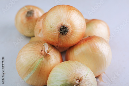 raw onion on the table for cooking