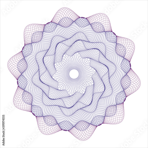 Watermark ,Guilloche rosetta  , design for  background for certificate, 