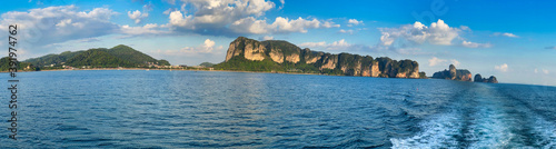 Railay Beach panoramic aerial view, Thailand. It is a small peninsula between the city of Krabi and Ao Nang