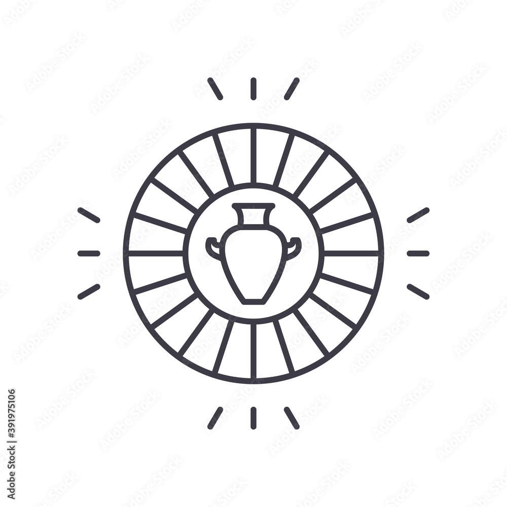 Bestowal icon, linear isolated illustration, thin line vector, web design sign, outline concept symbol with editable stroke on white background. Bestowal icon, linear isolated illustration, thin line vector, web design sign, outline concept symbol with editable stroke on white background.