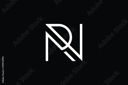 RN logo letter design on luxury background. NR logo monogram initials letter concept. RN icon logo design. NR elegant and Professional letter icon design on black background. N R RN NR photo