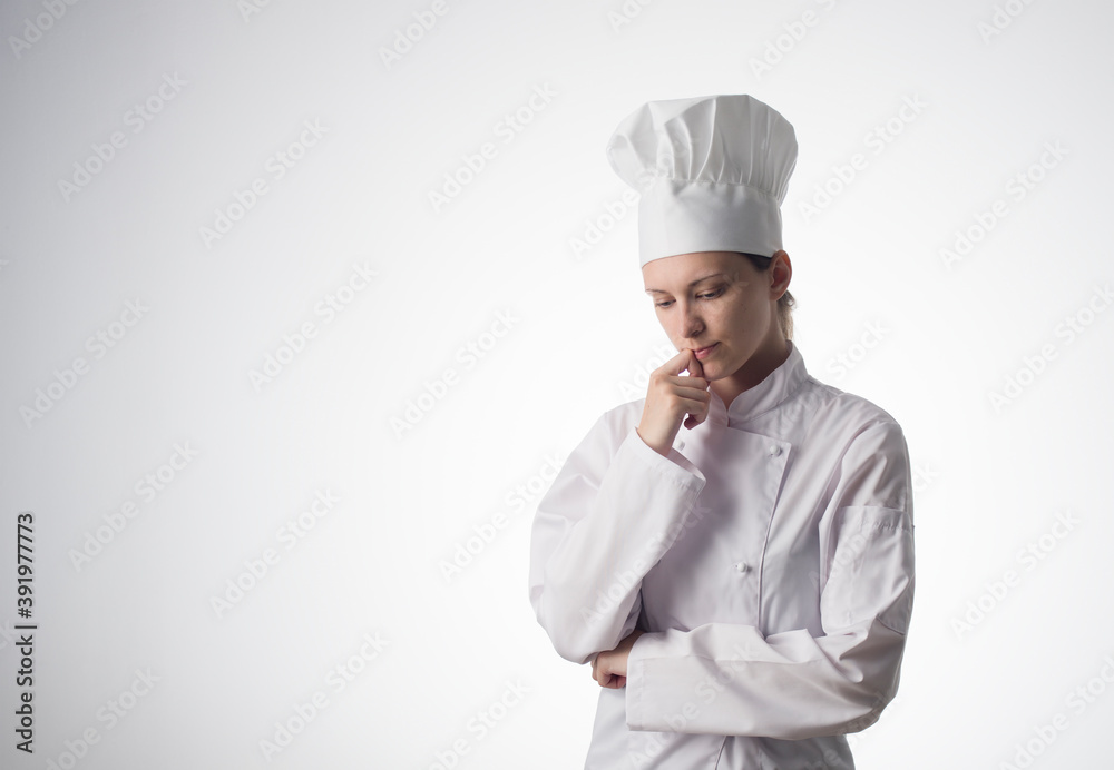 Chef woman. Isolated over white background Chef woman. Isolated over white background
