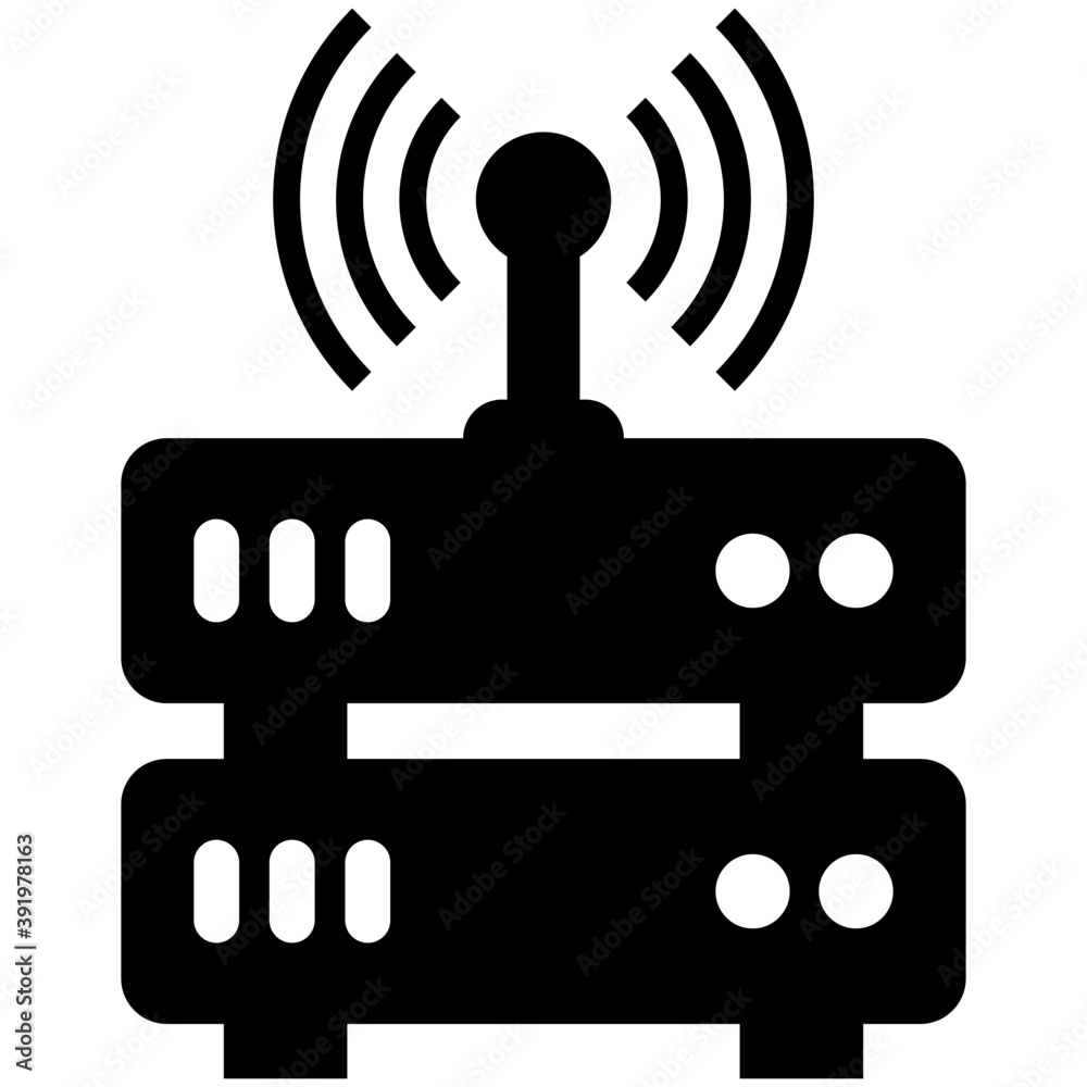 Solid icon of wifi signals and a server showing server signal strength and connectivity
Solid icon of wifi signals and a server showing server signal strength and connectivity