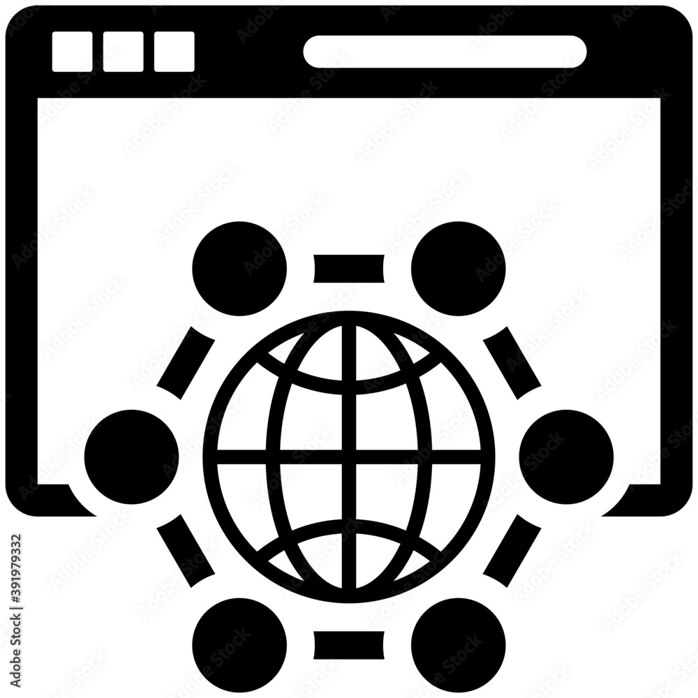 Icon of globe with connections representing internet connection concept
Icon of globe with connections representing internet connection concept