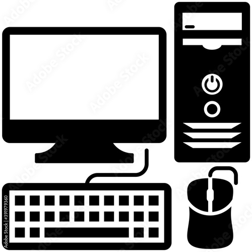 
A desktop computer with input devices 
