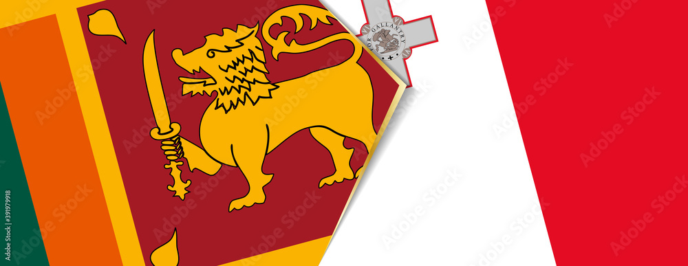 Sri Lanka and Malta flags, two vector flags. Sri Lanka and Malta flags, two vector flags.