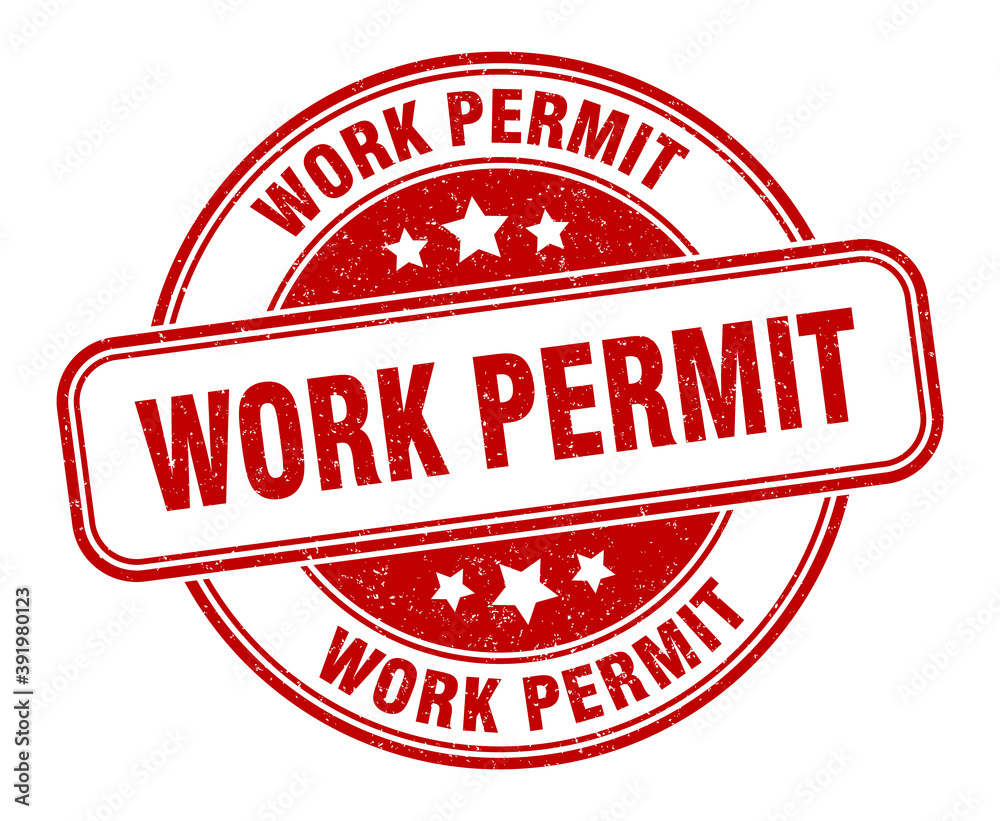 work permit stamp. work permit label. round grunge sign Stock-Vektorgrafik  | Adobe Stock