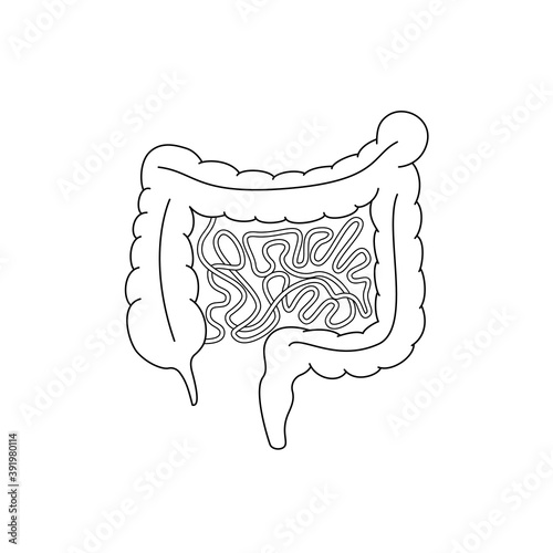 linear simple human intestines sign