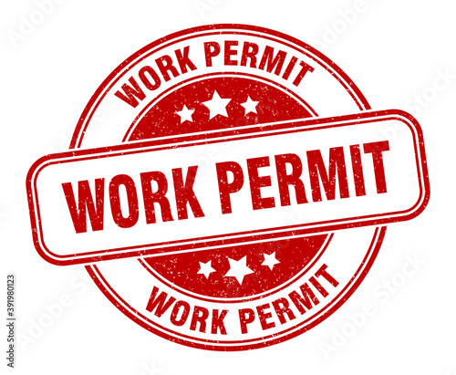 work permit stamp. work permit label. round grunge sign