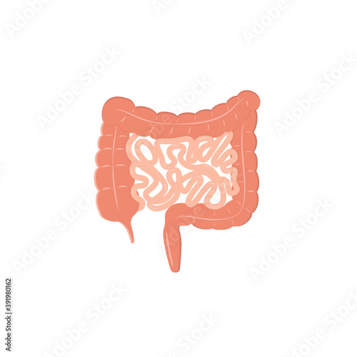 flat color human intestines sign