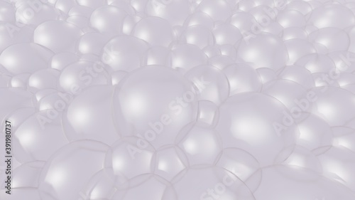 Abstract silver background of festive shiny bubbles 3d rendering