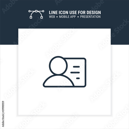Id card vector symbol outline stroke graphic design single icon illustration