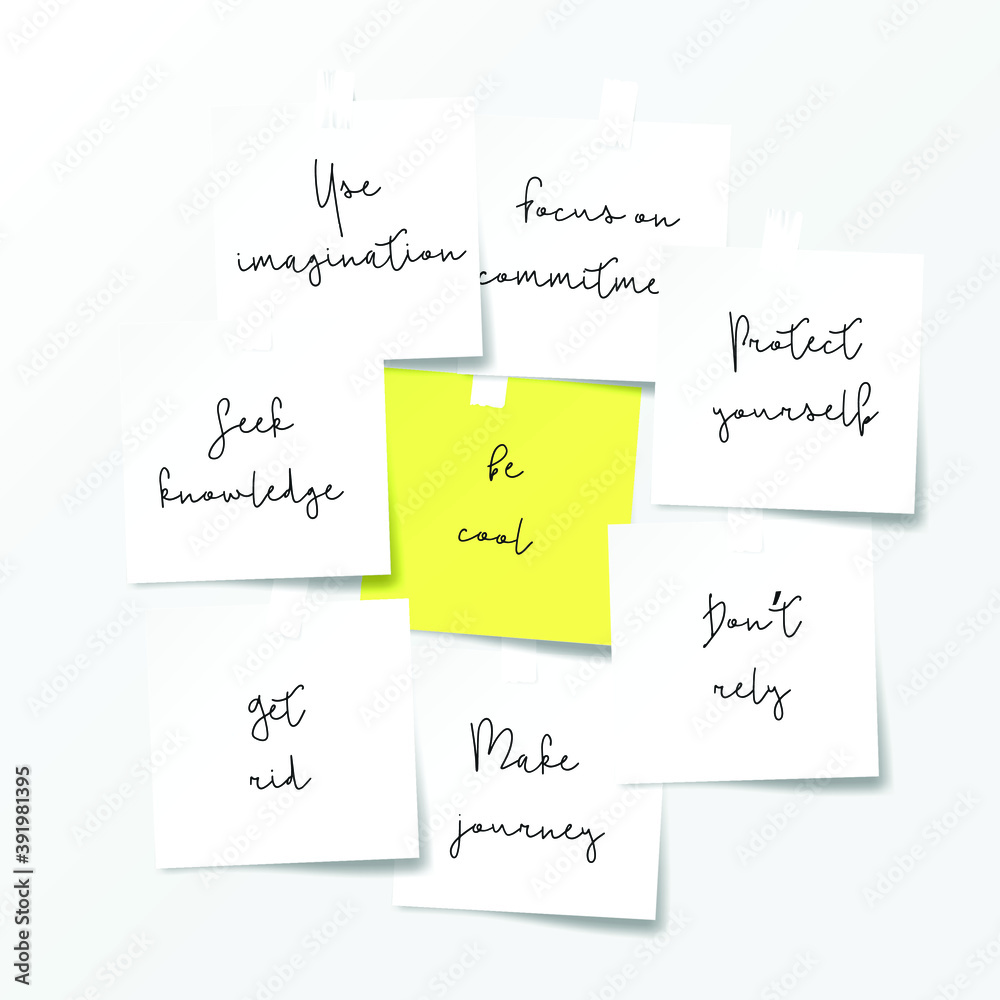 Paper notes. Motivations notes concept. Vector template Paper notes. Motivations notes concept. Vector template