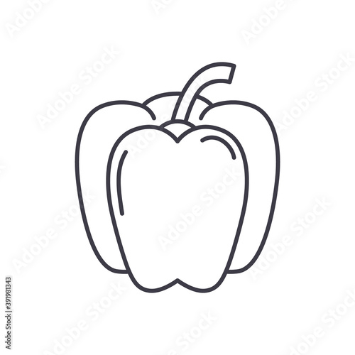 Bell pepper concept icon  linear isolated illustration  thin line vector  web design sign  outline concept symbol with editable stroke on white background.