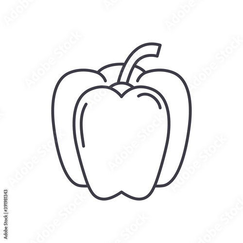 Bell pepper concept icon, linear isolated illustration, thin line vector, web design sign, outline concept symbol with editable stroke on white background.