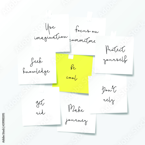 Paper notes. Motivations notes concept. Vector template