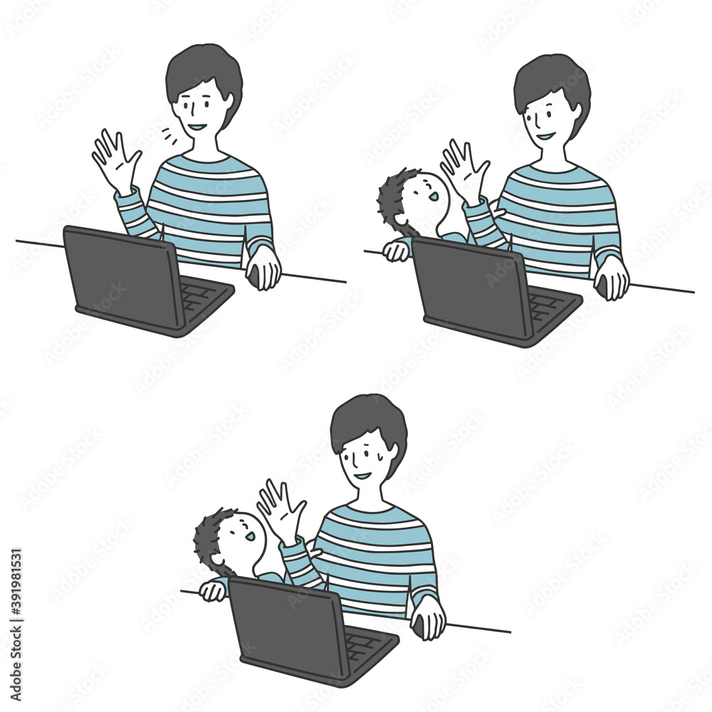 在宅勤務をする子持ちの男性