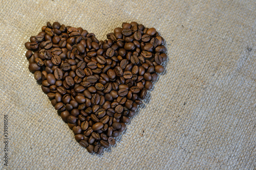 large heart made of coffee beans