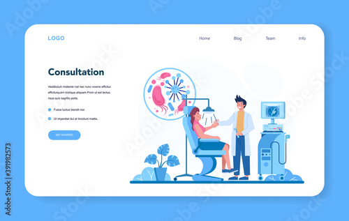 Dermatologist web banner or landing page. Dermatology specialist