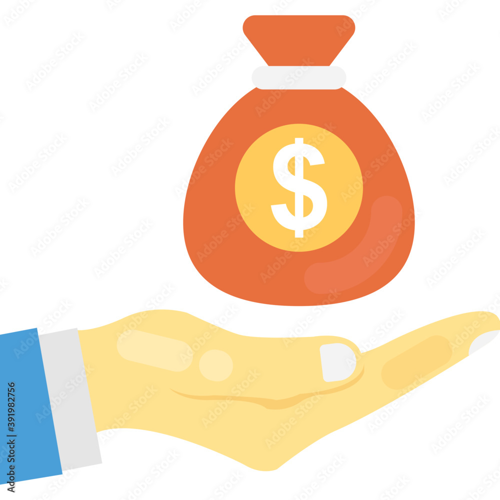 Man’s hand presenting the dollar sack flat design icon
Man’s hand presenting the dollar sack flat design icon