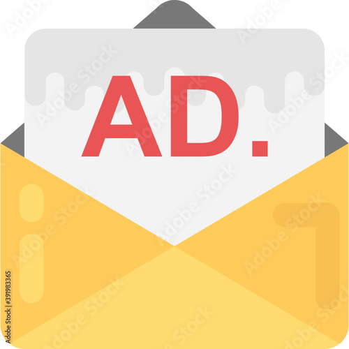 
A promotional email concept with an envelop and ad inside it
