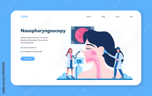 Otorhinolaryngologist web banner or landing page. Healthcare concept