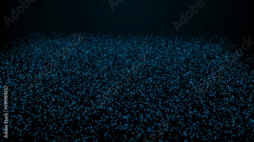 Cyber particles. Abstract wave of many points. Futuristic background illustration. Dust particles. Futuristic blue dots background with a dynamic wave. Big data. 3d rendering