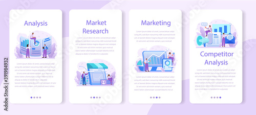 Competitor analysis mobile application banner set. Market research