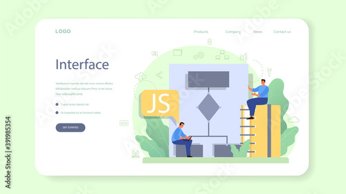 Frontend developer web banner or landing page. Website