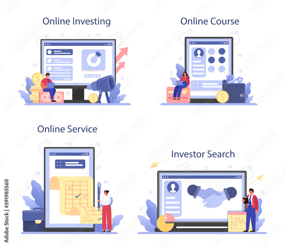 Inverstor search for start up online service or platform set. New business Inverstor search for start up online service or platform set. New business