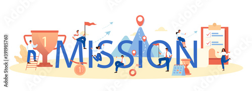 Brand mission typographic header. Start up development and business identity