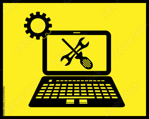 computer repair icon in black tone