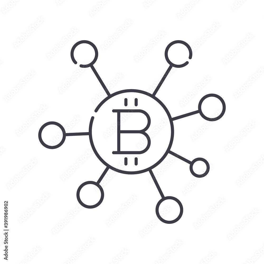 Block chain network icon, linear isolated illustration, thin line vector, web design sign, outline concept symbol with editable stroke on white background. Block chain network icon, linear isolated illustration, thin line vector, web design sign, outline concept symbol with editable stroke on white background.