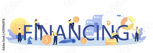 Financing typographic header. Investors giving a venture capital