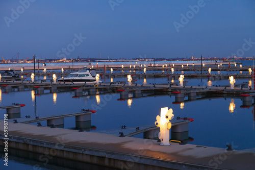 KAKUMAE, ESTONIA - OCTOBER, 30, 2019: Evening mood at the yacht port near Tallinn photo