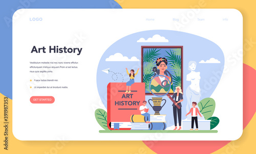 History of art school education web banner or landing page.