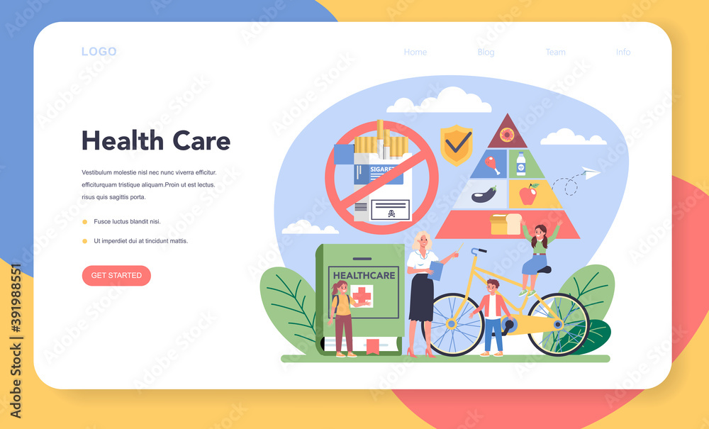Healthy lifestyle class web banner or landing page. Idea of life safety Healthy lifestyle class web banner or landing page. Idea of life safety