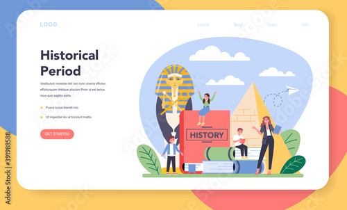 History web banner or landing page. History school subject.