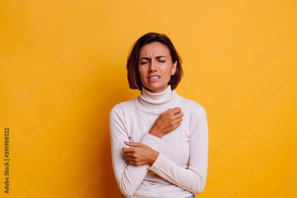 Unhappy woman feeling so much pain, studio shot. Unhappy woman feeling so much pain, studio shot.