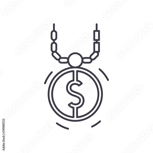 Bling chain icon, linear isolated illustration, thin line vector, web design sign, outline concept symbol with editable stroke on white background.