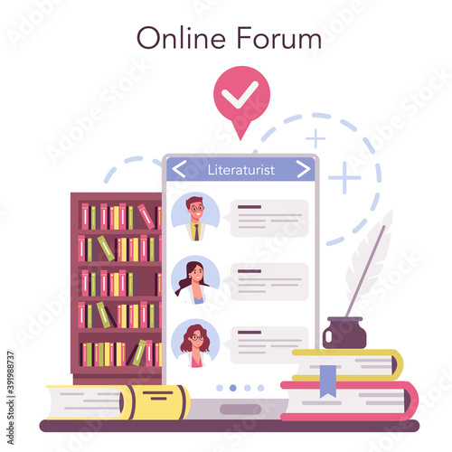 Professional literaturist online service or platform. Scientist studying